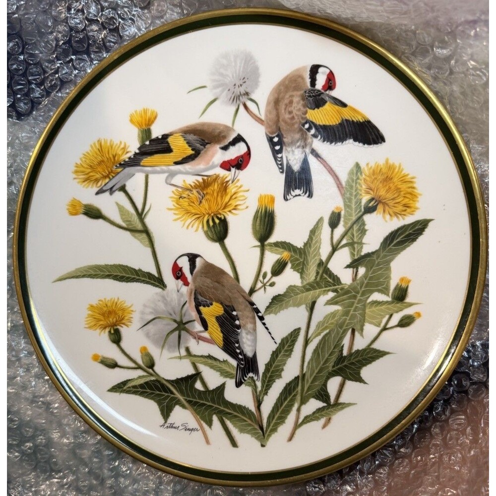 Franklin Porcelain European Goldfinch Plate by Wedgwood National Audubon Society